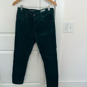 Anthropologie Dark Green Velvet Skinny Pants